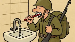 Dowcip: Czym żołnierz myje zęby?